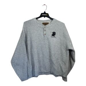 Field & Stream Sweater Mens Large Gray Embroidered 100% Cotton Waffle Knit